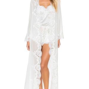 Luxurious Sheer White Lace Robe